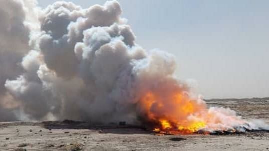 امحای گسترده مواد مخدر در نیمروز؛ بیش از یک‌ونیم تُن مواد به آتش کشیده شد