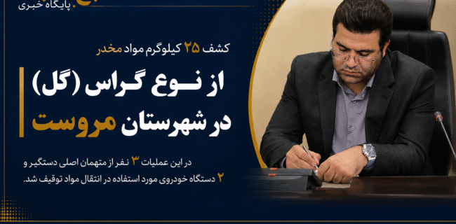 کشف ۲۵ کیلوگرم گراس و دستگیری ۳ متهم در شهرستان مروست